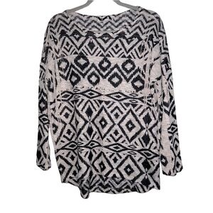 Ginger G Tribal Print Lightweight Sweater Size Large Pullover Brown & Beige‎